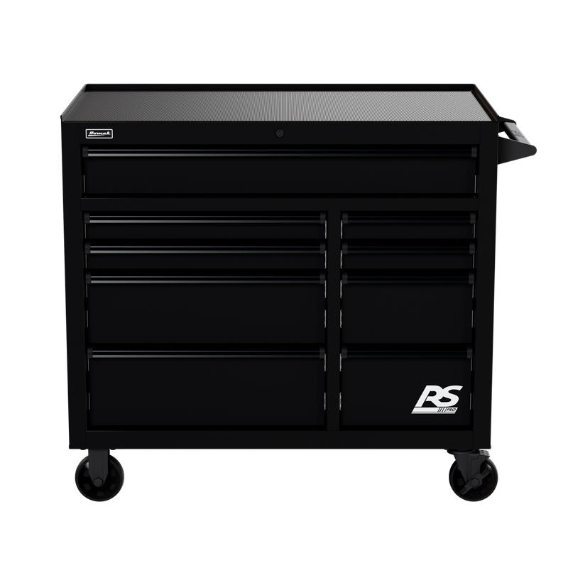 Homak 04004193 41" RS Pro 9-Drawer Roller Cabinet - Midnight Black