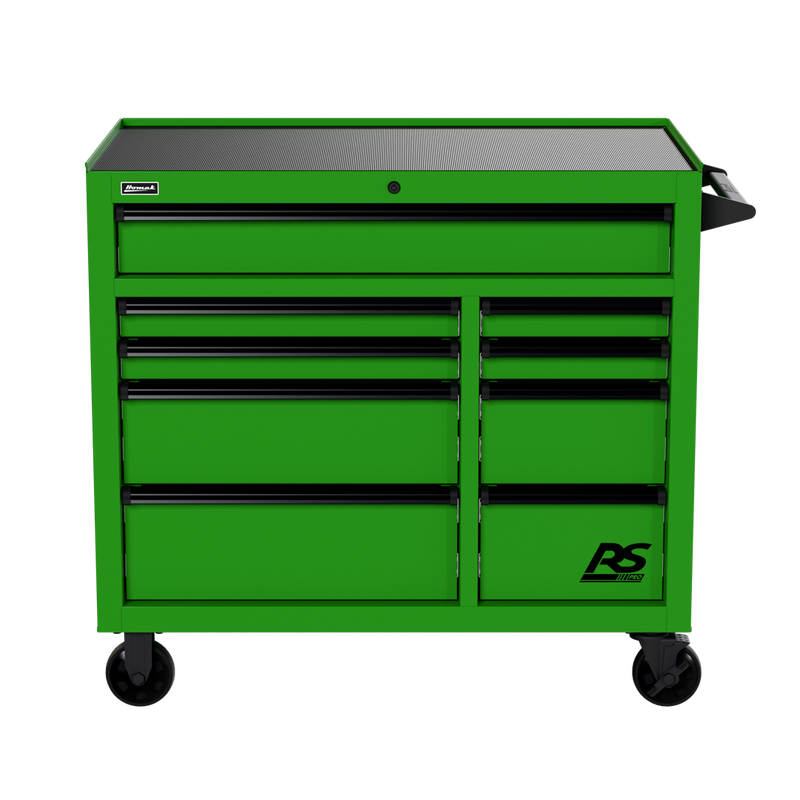 Homak 04004193 41" RS Pro 9-Drawer Roller Cabinet - Monster Green