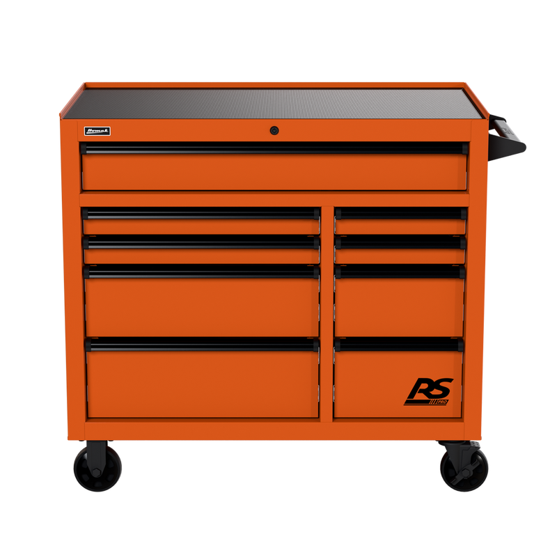 Homak 04004193 41" RS Pro 9-Drawer Roller Cabinet - Competition Orange