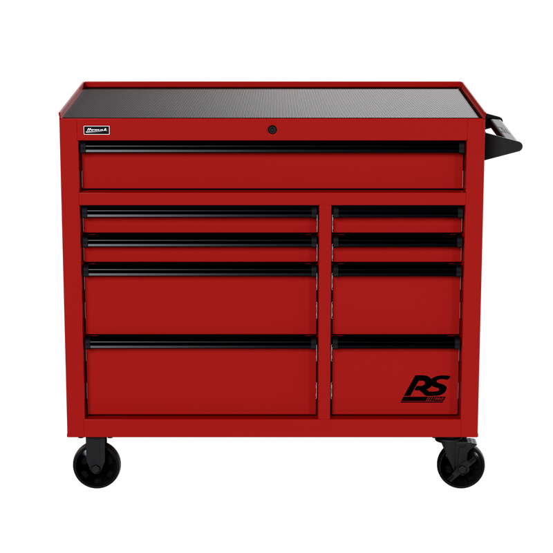 Homak 04004193 41" RS Pro 9-Drawer Roller Cabinet - Fury Red