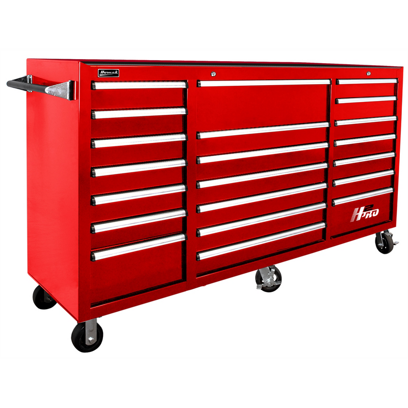 Homak BK04021720 72" H2Pro 21-Drawer Rolling Cabinet - Fury Red