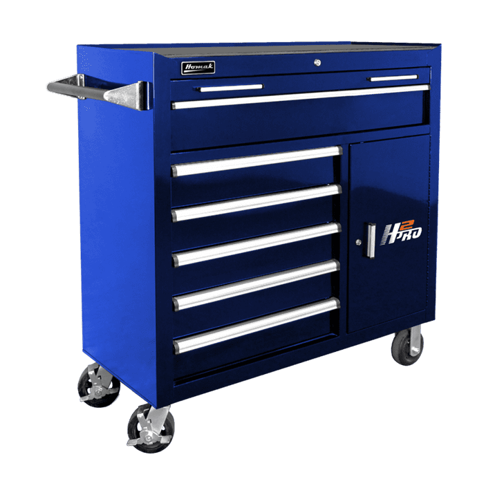 Homak 04041062 41" H2Pro 6-Drawer Roller Cabinet - Rally Sport Blue