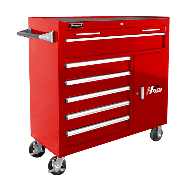 Homak 04041062 41" H2Pro 6-Drawer Roller Cabinet - Fury Red