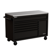 Homak 04054070 54" TECH Roller Cabinet with Power Tool Drawer and Stainless Top - Midnight Black