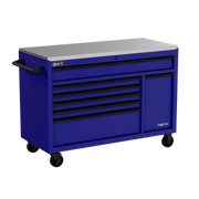 Homak 04054070 54" TECH Roller Cabinet with Power Tool Drawer and Stainless Top - Rally Sport Blue