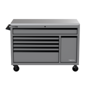Homak 04054070 54" TECH Roller Cabinet with Power Tool Drawer and Stainless Top - Battleship Gray front view