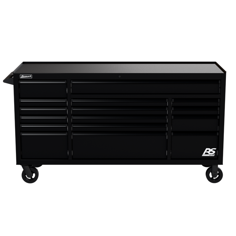 Homak 04072160 72" RS Pro 16-Drawer Roller Cabinet, 24" Deep - Midnight Black