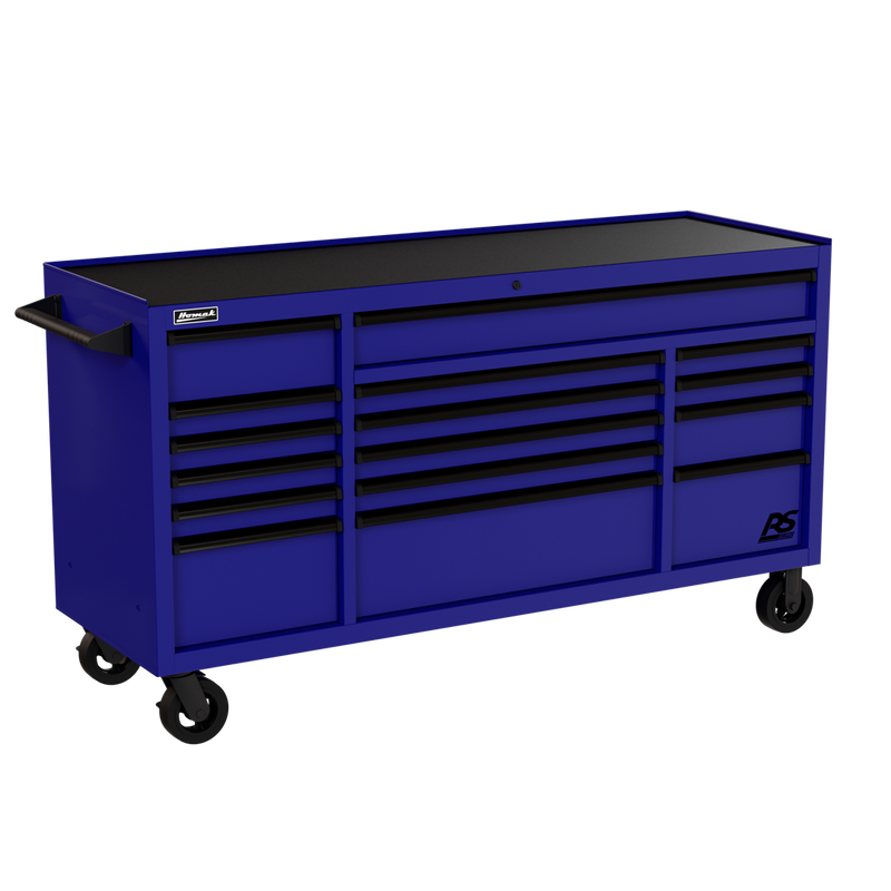 Homak 04072160 72" RS Pro 16-Drawer Roller Cabinet, 24" Deep - Rally Sport Blue angle view