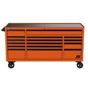 Homak 04072160 72" RS Pro 16-Drawer Roller Cabinet, 24" Deep - Competition Orange