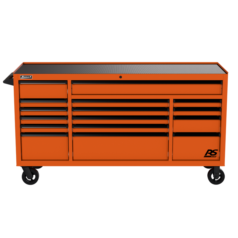 Homak 04072160 72" RS Pro 16-Drawer Roller Cabinet, 24" Deep - Competition Orange