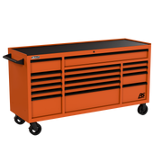Homak 04072160 72" RS Pro 16-Drawer Roller Cabinet, 24" Deep - Competition Orange angle view