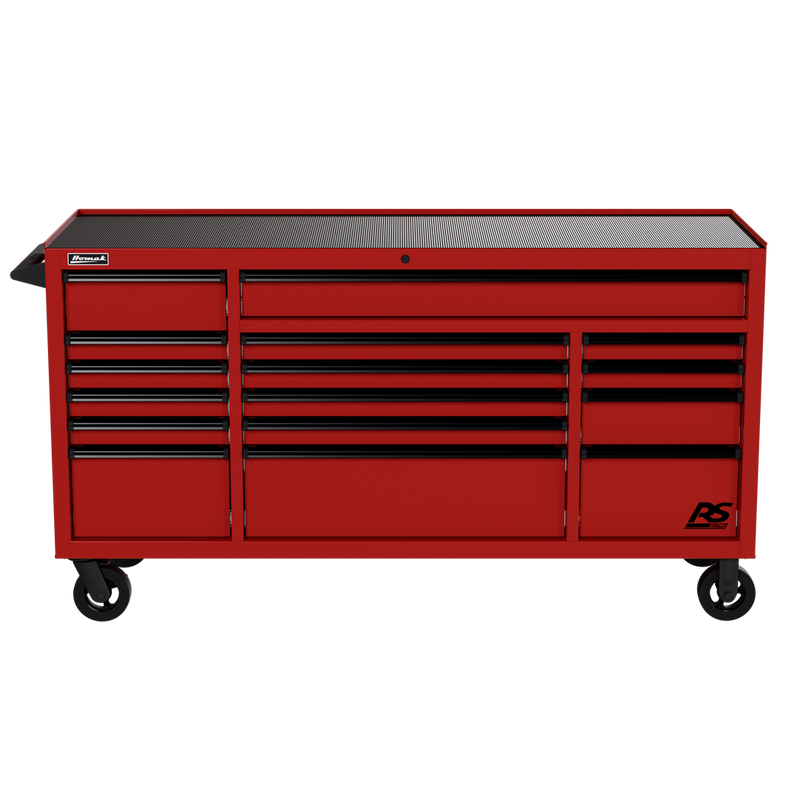 Homak 04072160 72" RS Pro 16-Drawer Roller Cabinet, 24" Deep - Fury Red