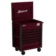 Homak 06035247 35" RS Pro 7 Drawer Service Cart with Lockable Flip Top - Black Cherry