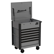 Homak 06035247 35" RS Pro 7 Drawer Service Cart with Lockable Flip Top - Battleship Gray