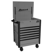 Homak 06035247 35" RS Pro 7 Drawer Service Cart with Lockable Flip Top - open lid