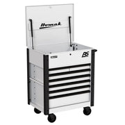 Homak 06035247 35" RS Pro 7 Drawer Service Cart with Lockable Flip Top - Polar White