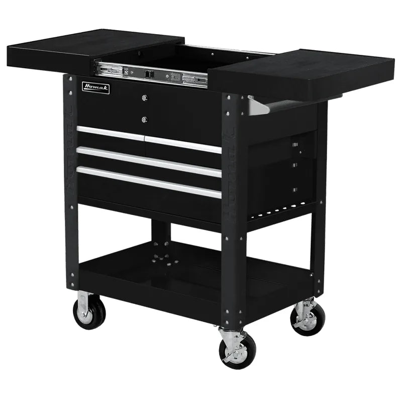 Homak 06043500 35" Pro Series 4 Drawer Slide Top Service Cart - slide top open