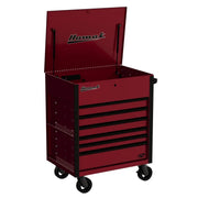Homak 06342406 6 Drawer Flip Top Power Service Cart with 125/250 lb Drawers - Rouge Red angle view