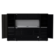 Homak CTS12001 120" RS Pro CTS Roller Cabinet and Side Locker Combo with Solid Backsplash - Midnight Black