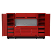 Homak CTS12001 120" RS Pro CTS Roller Cabinet and Side Locker Combo with Solid Backsplash - Fury Red
