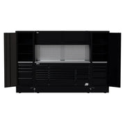 Homak CTS12002 120" RS Pro CTS Roller Cabinet and Side Locker Combo with Toolboard Backsplash - Midnight Black