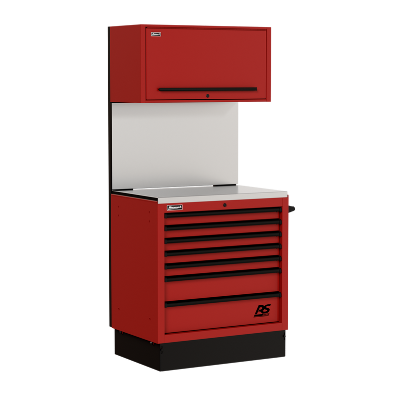 Homak CTS36001 36" CTS Centralized Tool Storage Set with Solid Backsplash - Fury Red angle view