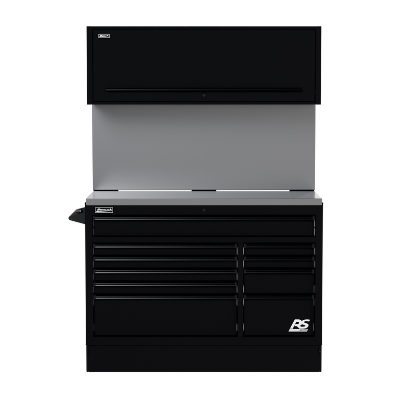 Homak CTS54001 54" CTS Centralized Tool Storage Set with Solid Backsplash - Midnight Black