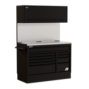 Homak CTS54001 54" CTS Centralized Tool Storage Set with Solid Backsplash - Midnight Black angle view