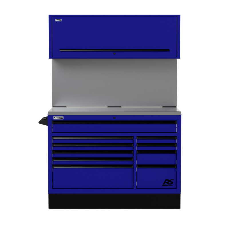 Homak CTS54001 54" CTS Centralized Tool Storage Set with Solid Backsplash - Rally Sport Blue