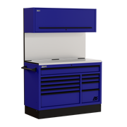 Homak CTS54001 54" CTS Centralized Tool Storage Set with Solid Backsplash - Rally Sport Blue angle view