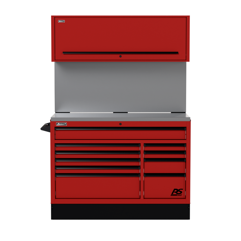 Homak CTS54001 54" CTS Centralized Tool Storage Set with Solid Backsplash - Fury Red