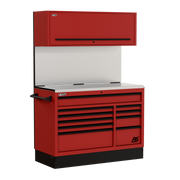 Homak CTS54001 54" CTS Centralized Tool Storage Set with Solid Backsplash - Fury Red angle view