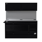 Homak CTS72001 72" CTS Centralized Tool Storage Set with Solid Backsplash - Midnight Black