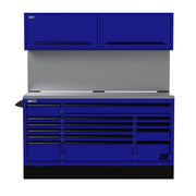 Homak CTS72001 72" CTS Centralized Tool Storage Set with Solid Backsplash - Rally Sport Blue