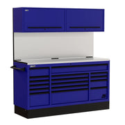 Homak CTS72001 72" CTS Centralized Tool Storage Set with Solid Backsplash - Rally Sport Blue angle view