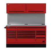 Homak CTS72001 72" CTS Centralized Tool Storage Set with Solid Backsplash - Fury Red