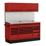 Homak CTS72001 72" CTS Centralized Tool Storage Set with Solid Backsplash - Fury Red angle view