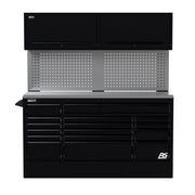 Homak CTS72002 72" CTS Centralized Tool Storage Set with Toolboard Backsplash - Midnight Black