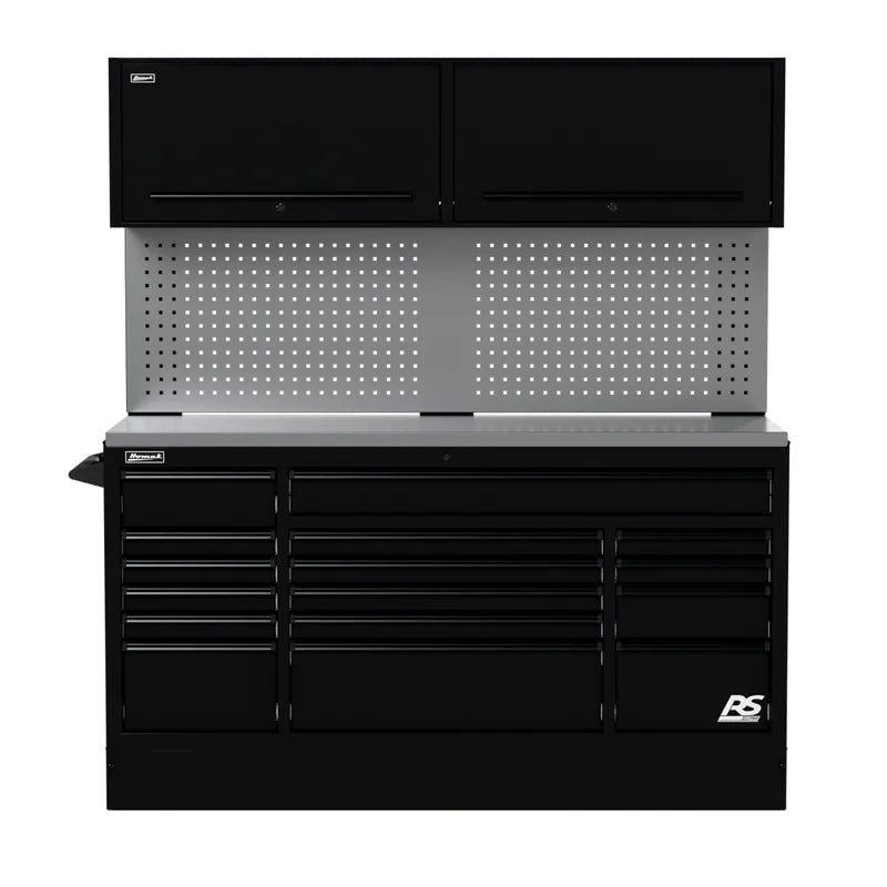 Homak CTS72002 72" CTS Centralized Tool Storage Set with Toolboard Backsplash - Midnight Black