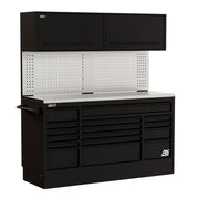 Homak CTS72002 72" CTS Centralized Tool Storage Set with Toolboard Backsplash - Midnight Black angle view