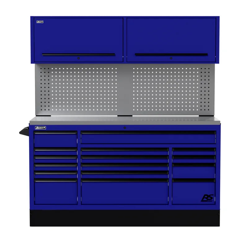 Homak CTS72002 72" CTS Centralized Tool Storage Set with Toolboard Backsplash - Rally Sport Blue