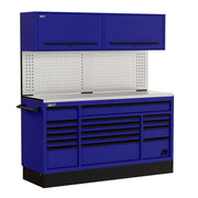 Homak CTS72002 72" CTS Centralized Tool Storage Set with Toolboard Backsplash - Rally Sport Blue angle view