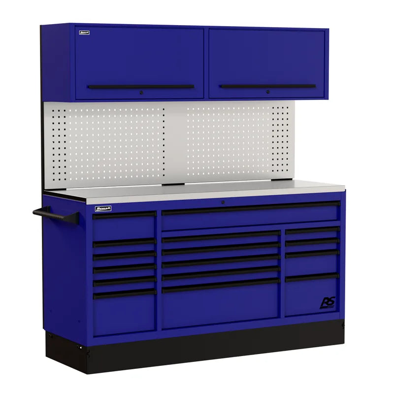Homak CTS72002 72" CTS Centralized Tool Storage Set with Toolboard Backsplash - Rally Sport Blue angle view