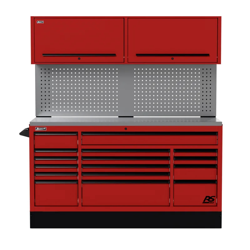 Homak CTS72002 72" CTS Centralized Tool Storage Set with Toolboard Backsplash - Fury Red