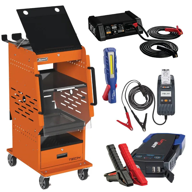 Homak DC17192402 TECH Diagnostic Charging Cart with Clore Battery Service Bundle