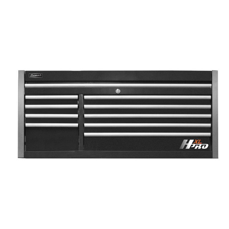 Homak HX02060101 60" HXL Pro 9-Drawer Top Chest with Power Strip - Midnight Black