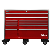Homak HX04060111 60" Big Dawg HXL Pro 10-Drawer Roller Cabinet with Stainless Steel Top - Fury Red