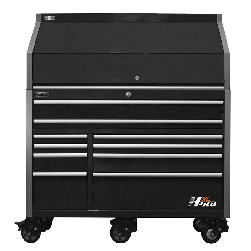 Homak HX07060101 60" Big Dawg HXL Pro 10-Drawer Roller Cabinet and Hutch Combo - Midnight Black