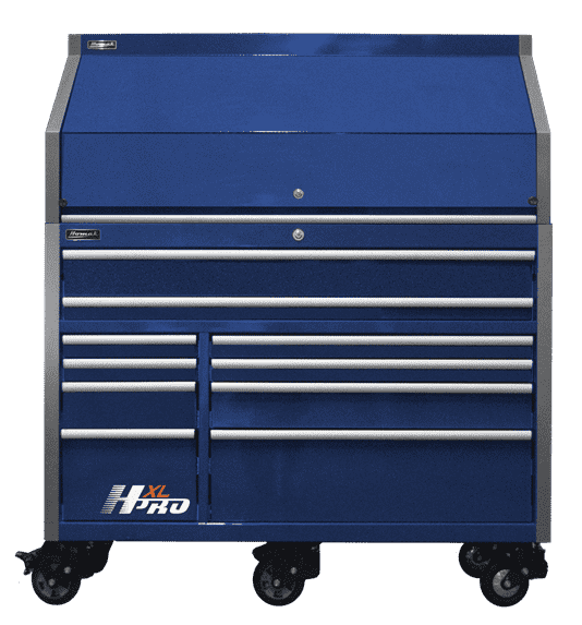 Homak HX07060101 60" Big Dawg HXL Pro 10-Drawer Roller Cabinet and Hutch Combo - Rally Sport Blue hutch view