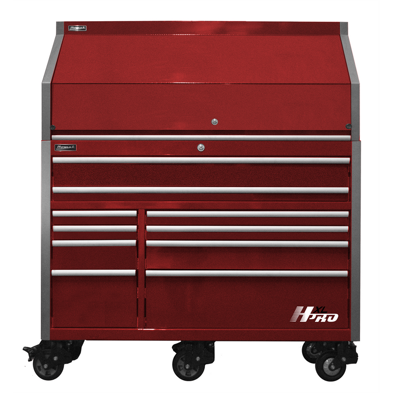 Homak HX07060101 60" Big Dawg HXL Pro 10-Drawer Roller Cabinet and Hutch Combo - Fury Red